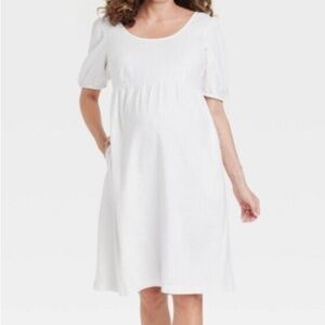 NWT Isabel by Ingrid Isabel IVORY Linen Blend Maternity Dress Sz Medium